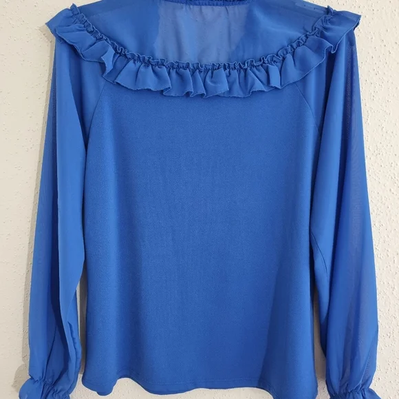 Kaily K Women's Blouse Baby Blue Long Sleeves Size M - Picture 7 of 8